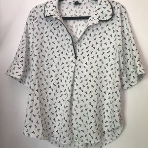 Ann Taylor half-button shirt with Peter pan collar